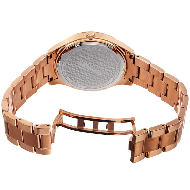 Akribos XXIV Women's Quartz Multifunction Rose-Tone Stainless Steel Bracelet Watch