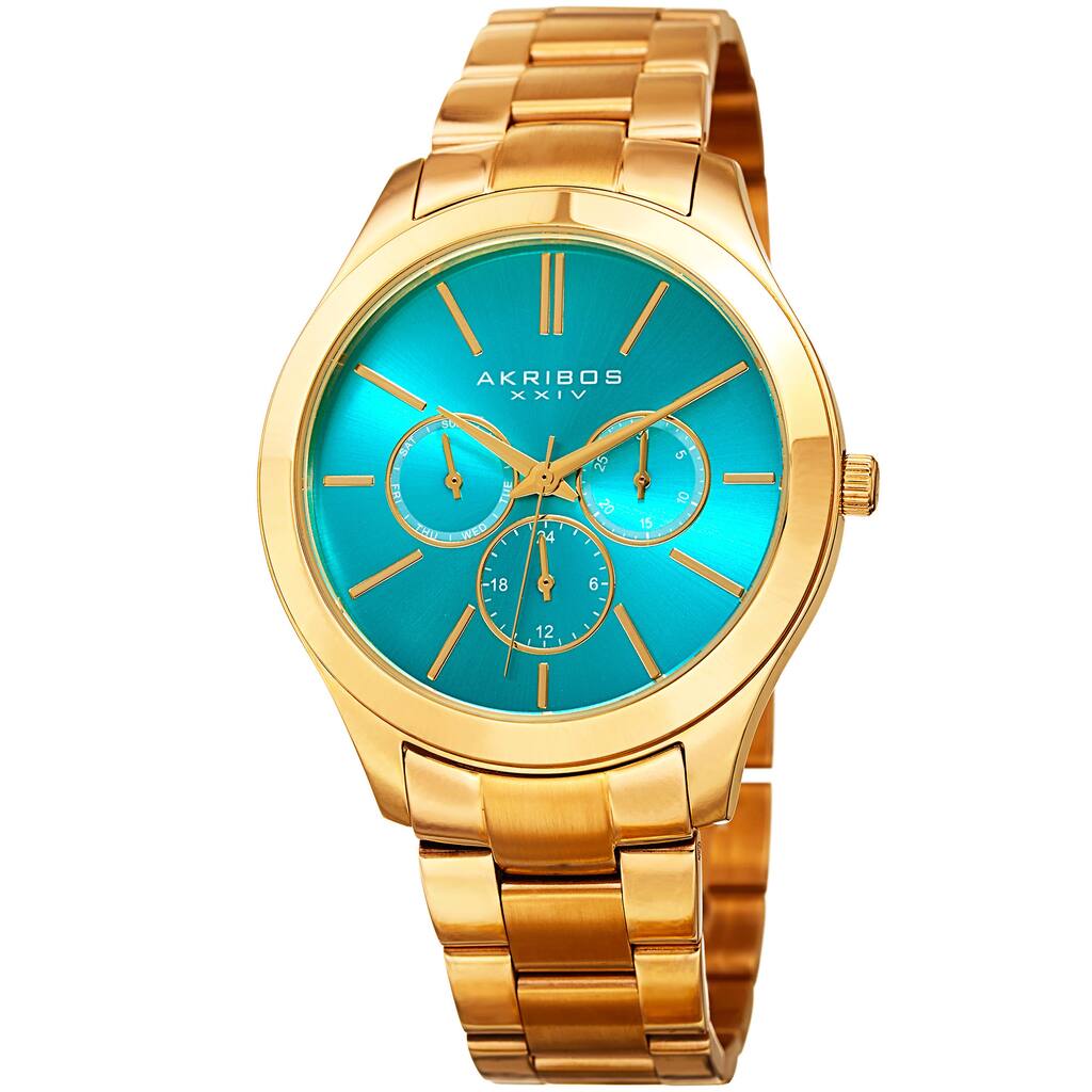 Akribos XXIV Women's Quartz Multifunction Gold-Tone Stainless Steel Bracelet Watch