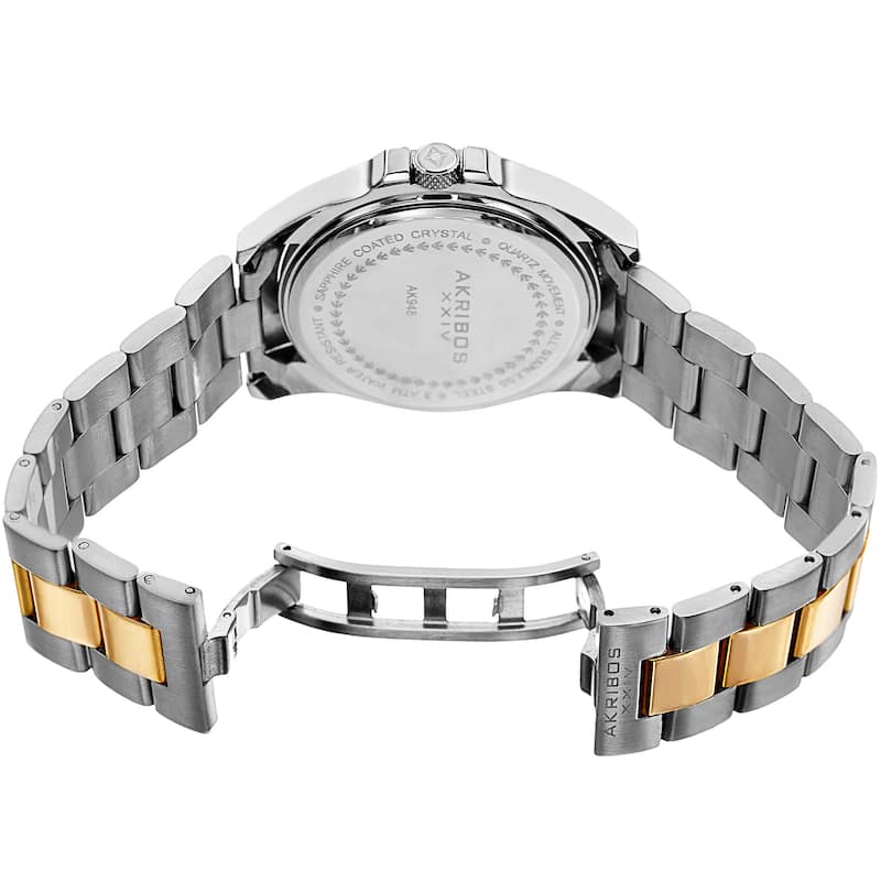 Akribos XXIV Men's Quartz Easy-to-Read Stainless Steel Two-Tone Bracelet Watch