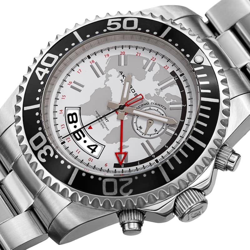 Akribos XXIV Men's Quartz Multifunction Silver-Tone Stainless Steel Bracelet Watch