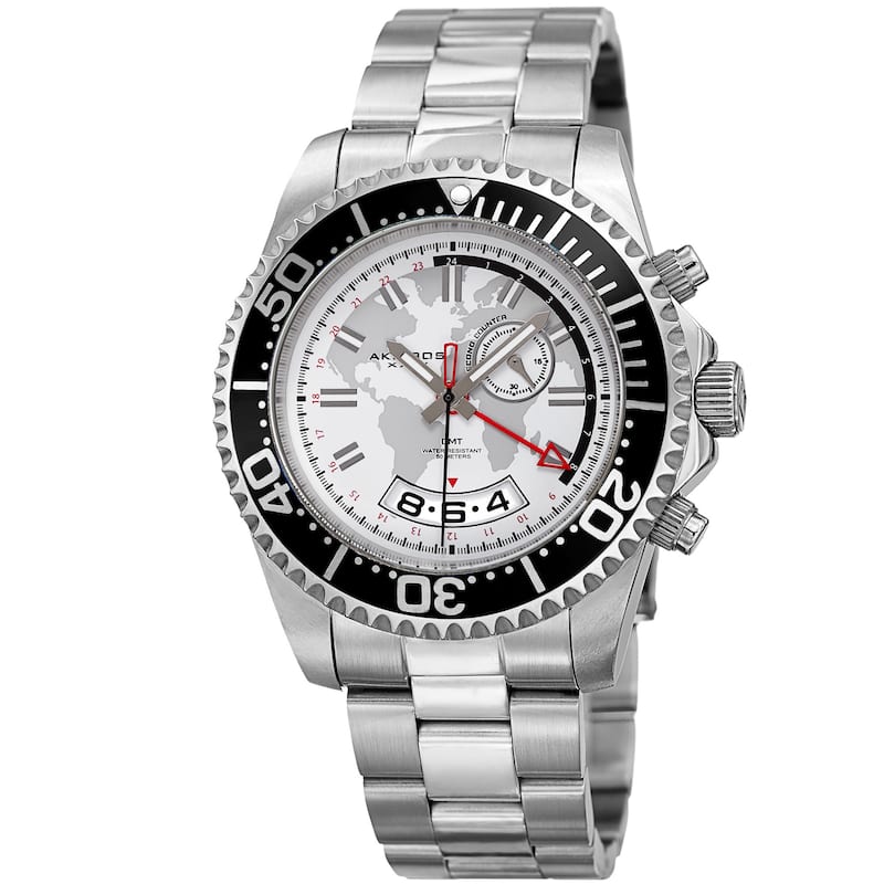Akribos XXIV Men's Quartz Multifunction Silver-Tone Stainless Steel Bracelet Watch