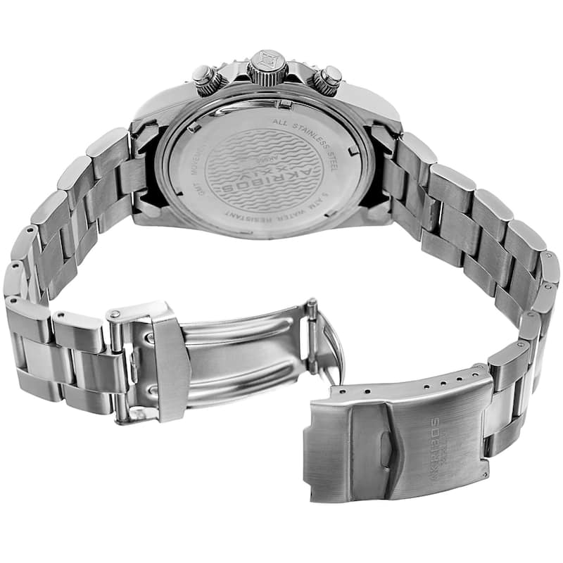 Akribos XXIV Men's Quartz Multifunction Silver-Tone Stainless Steel Bracelet Watch