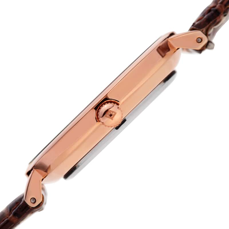 Akribos XXIV Women's Quartz Diamond Interchangeable Leather Brown Strap Watch