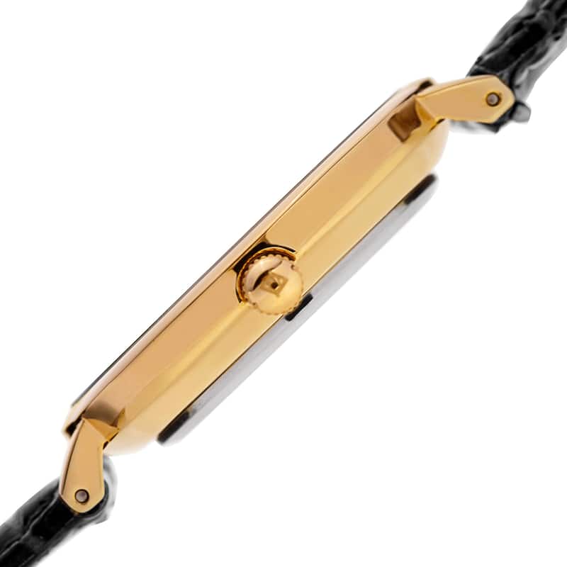 Akribos XXIV Women's Quartz Diamond Interchangeable Leather Black Strap Watch