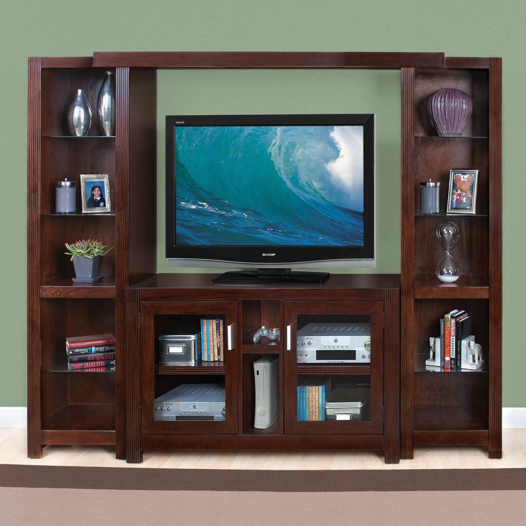 Camus Brown Wood 4-piece 88-inch Entertainment Center