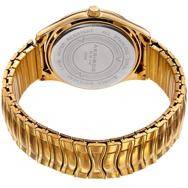Akribos XXIV Women's Quartz Date Stainless Steel Gold-Tone Bracelet Watch