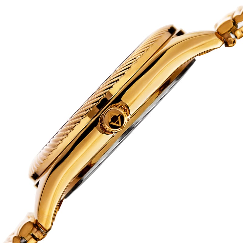 Akribos XXIV Women's Quartz Date Stainless Steel Gold-Tone Bracelet Watch