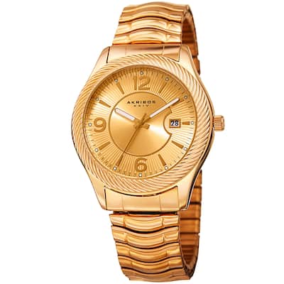 Akribos XXIV Women's Quartz Date Stainless Steel Gold-Tone Bracelet Watch
