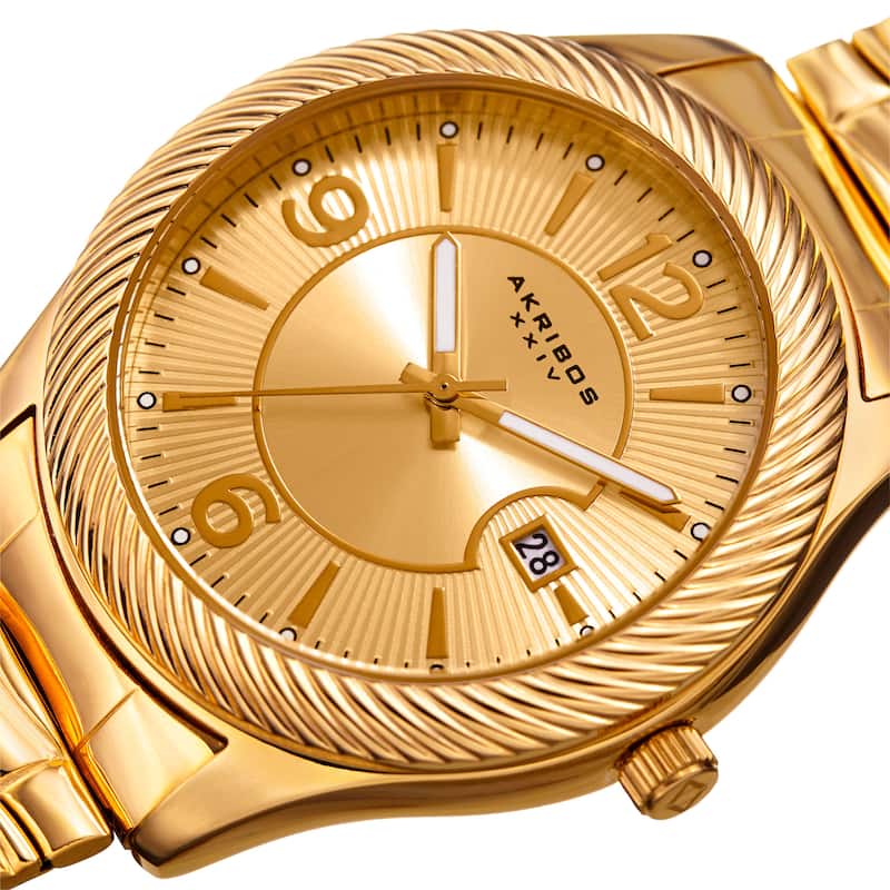 Akribos XXIV Women's Quartz Date Stainless Steel Gold-Tone Bracelet Watch