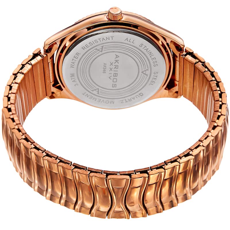 Akribos XXIV Women's Quartz Date Stainless Steel Rose-Tone Bracelet Watch