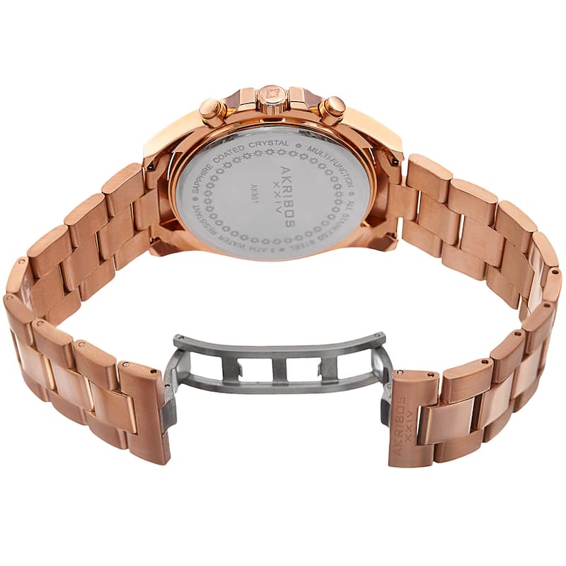 Akribos XXIV Women's Quartz Multifunction Stainless Steel Rose-Tone Bracelet Watch