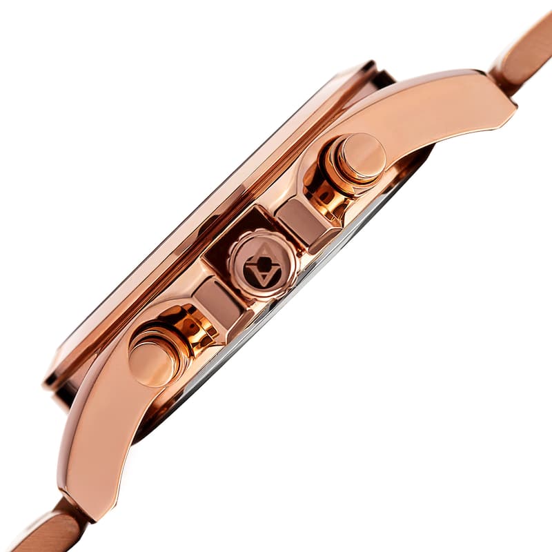 Akribos XXIV Women's Quartz Multifunction Stainless Steel Rose-Tone Bracelet Watch