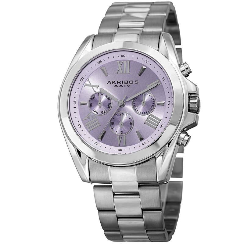 Akribos XXIV Women's Quartz Multifunction Stainless Steel Silver-Tone Bracelet Watch