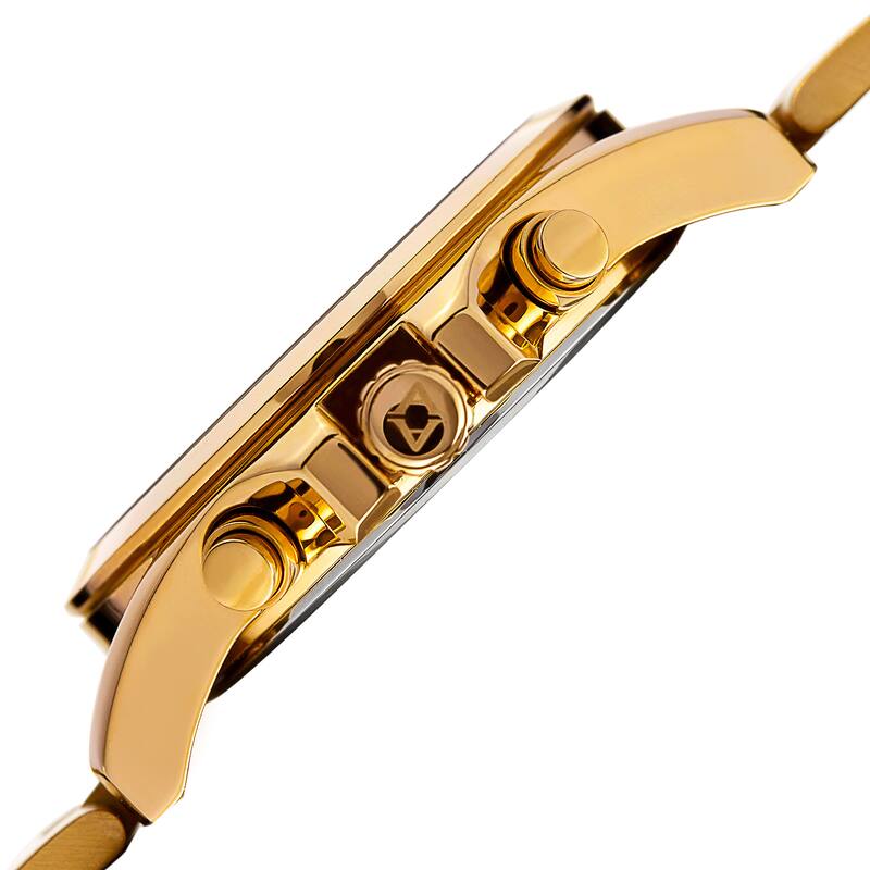 Akribos XXIV Women's Quartz Multifunction Stainless Steel Gold-Tone Bracelet Watch