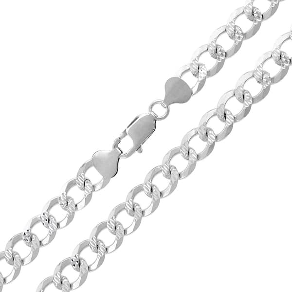 Genuine Solid 925 Sterling Silver Cross Chain Curb Necklace Diamond Cut 