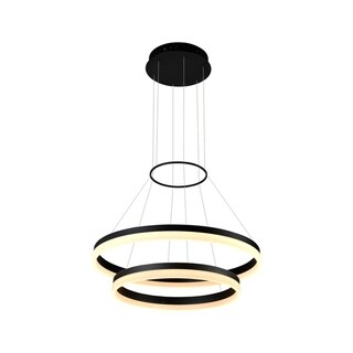 VONN Lighting VMC31730BL Tania Duo 24-inch LED Modern Two-Tier Circular Chandelier in Black - N/A (1 to 3 - Dimmable/Energy Efficient/Sloped Ceiling - Chandeliers For Bedrooms by Overstock.com
