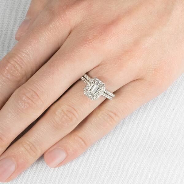 Shop 14 Karat Gold Halo Cut 3 5 Ct Tdw Diamond Wedding Set No