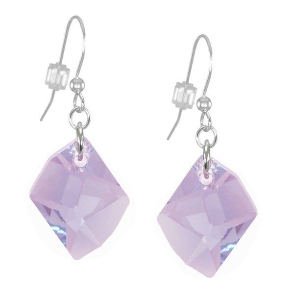 Handmade Jewelry by Dawn Large Violet Cosmic Swarovski Crystal Long or Short Sterling Silver Earrings (USA)