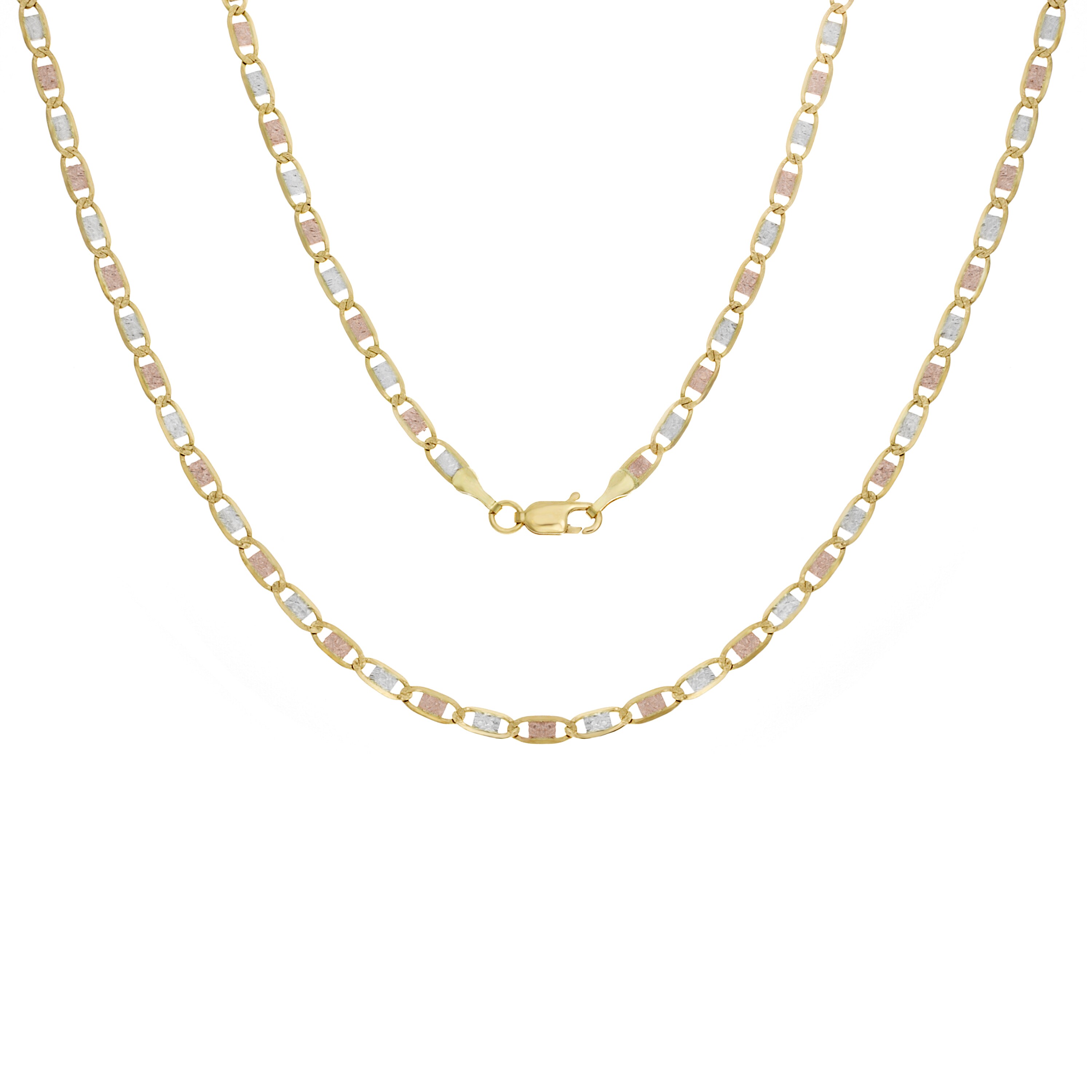 14k Yellow Gold Solid 2mm Valentino Star Diamond Cut Chain Necklace with Lobster Claw Clasp