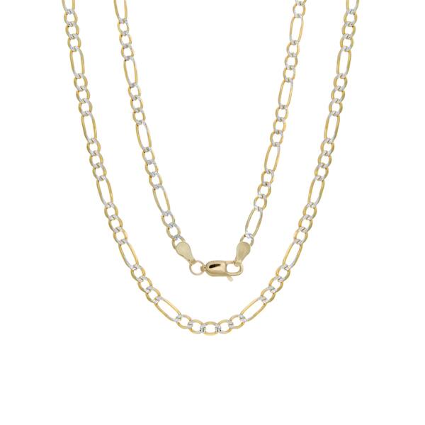 slide 1 of 4, 14k Italian 3mm Pave Figaro Gold Chain (18-24 Inch)