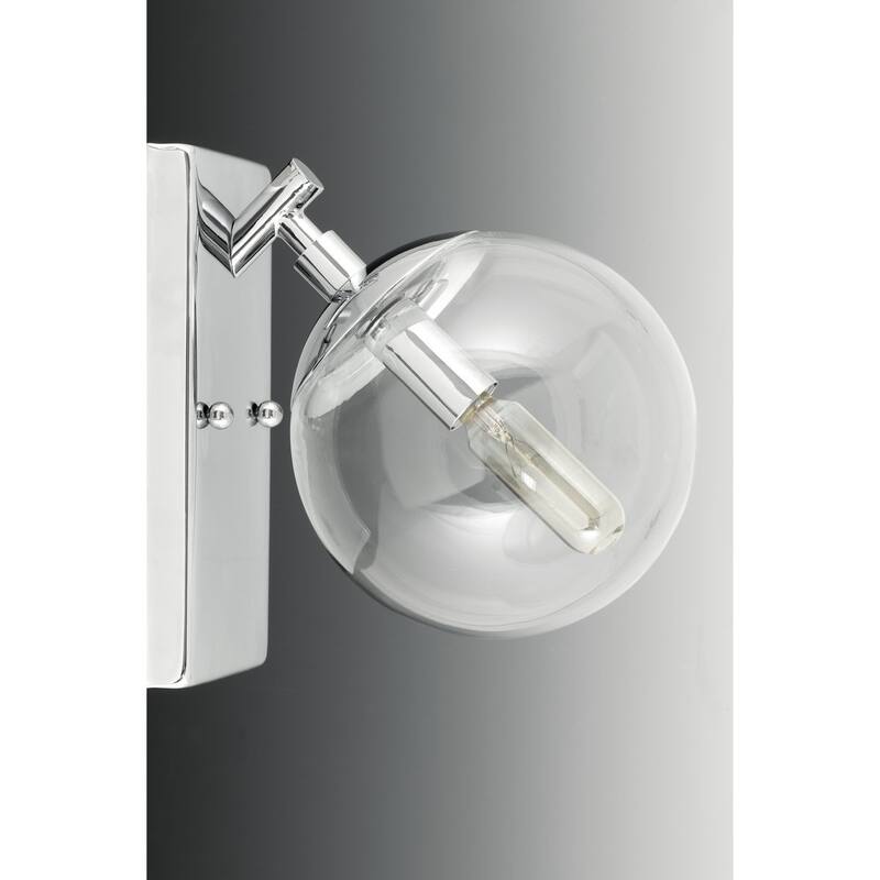 Mod Collection 1-Light Polished Chrome Clear Glass Mid-Century Modern Bath Vanity Light