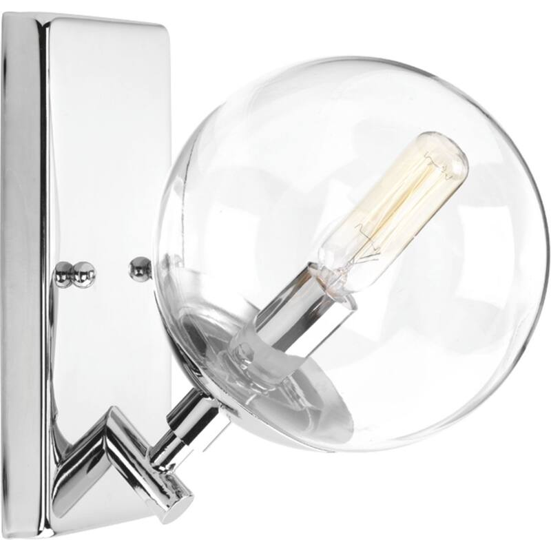 Mod Collection 1-Light Polished Chrome Clear Glass Mid-Century Modern Bath Vanity Light