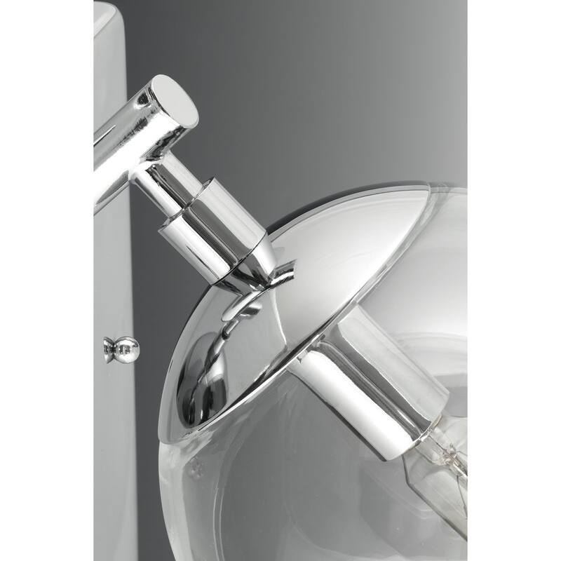 Mod Collection 1-Light Polished Chrome Clear Glass Mid-Century Modern Bath Vanity Light