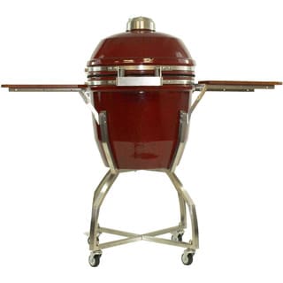 review detail Hanover Red Ceramic 19-inch Kamado Charcoal Grill with 285 Square Inches of Cook Space and Cart and Shelves