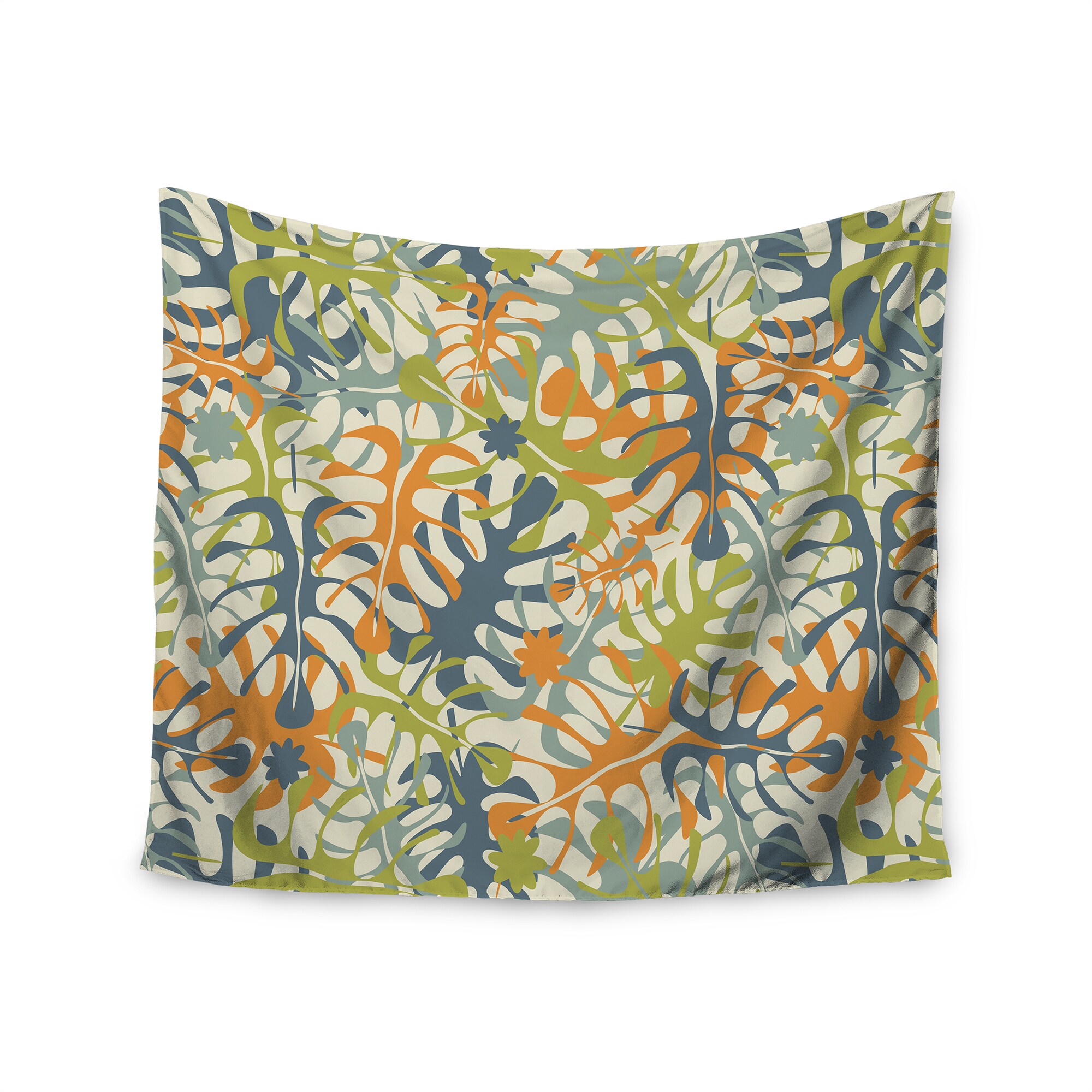 Kess InHouse Julia Grifol Leaves Blue Floral Wall Tapestry 51 x 60 Kess InHouse Julia Grifol Leaves Blue Floral Wall Tapestry 51 x 60