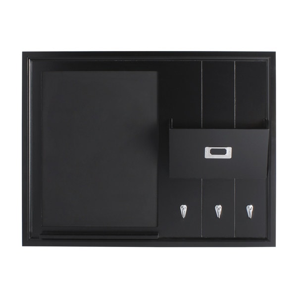 DesignOvation Dagny Wood Home Organizer with Chalkboard, Mail Holder, and Hooks