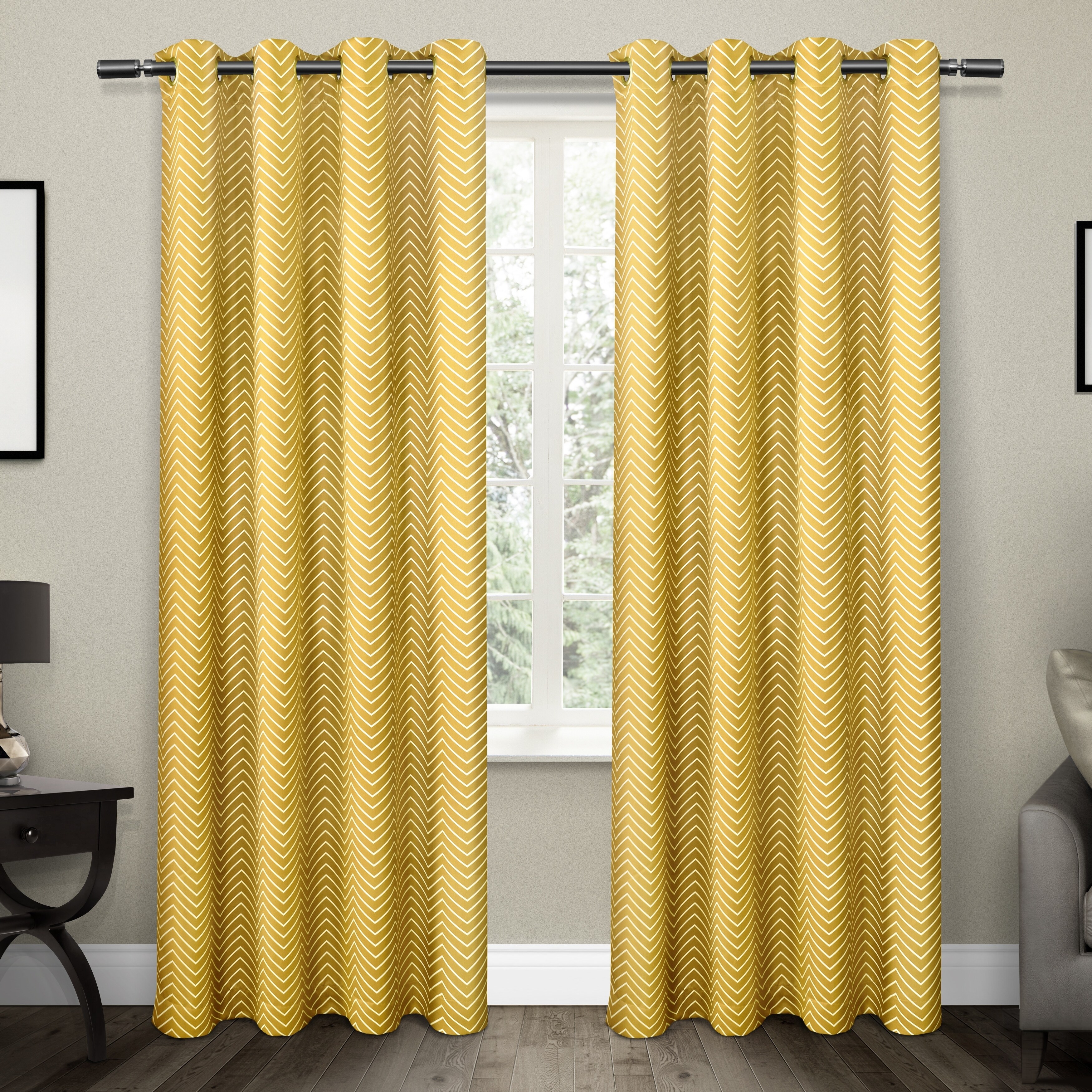 Shop Ati Home Chevron Thermal Woven Blackout Grommet Top Curtain