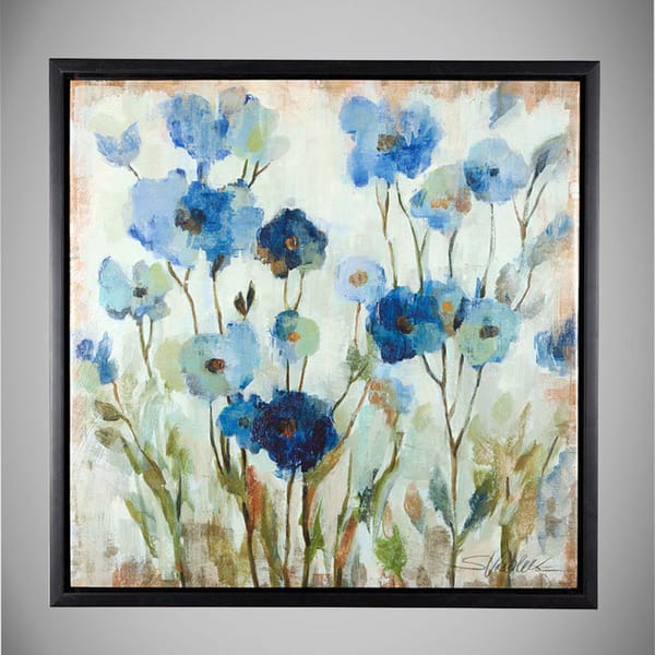 Blue Abstract Floral Art - Overstock - 12108258