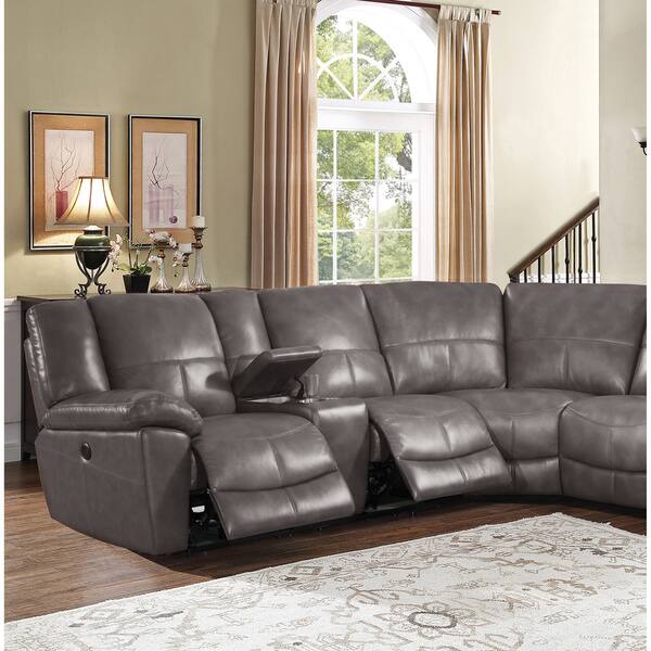 Shop Tahoe Premium Top Grain Grey Leather Power Reclining