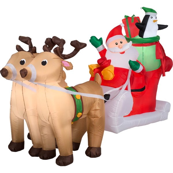 Gemmy Airblown Inflatables Santa with Sleigh and Reindeer Scene ...