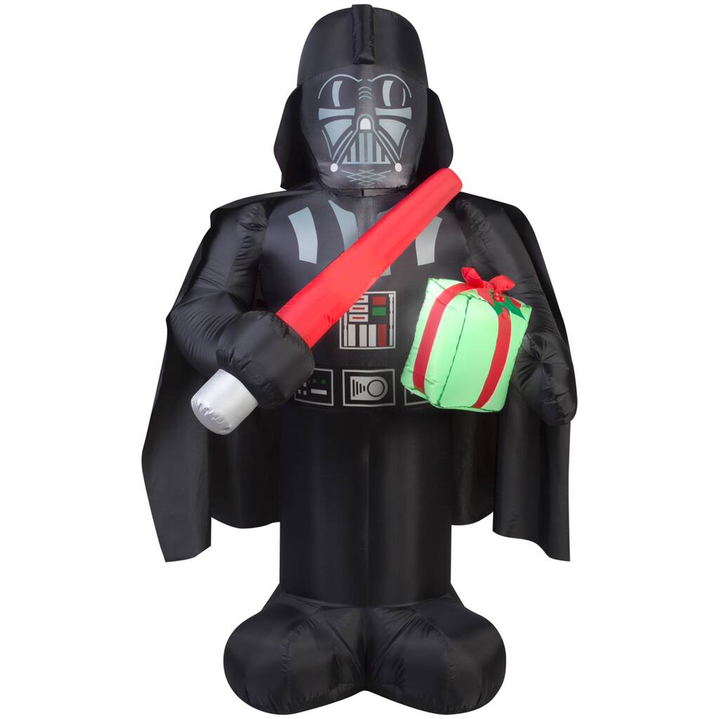 Gemmy Airblown Inflatables Darth Vader With Light Saber and Present