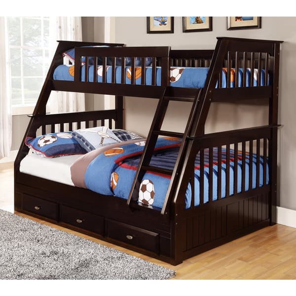 Espresso Pine Wood Twin-over-Full Bunk Bed with Drawers and Matching 6-Drawer Entertainment Dresser - Bed Bath & Beyond - 12108734 Espresso Pine Wood Twin-over-Full Bunk Bed with Drawers and Matching 6-Drawer Entertainment Dresser - Bed Bath & Beyond - 12108734