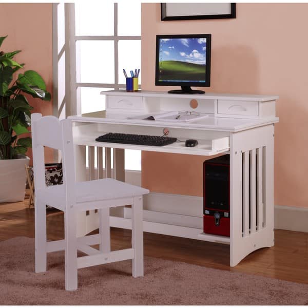 Shop Twin Rake White Pine Wood 3 Drawer Bed With Desk Hutch And