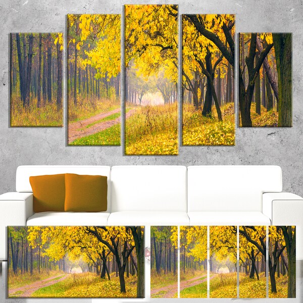 Bright Yellow Autumn Forest - Landscape Photo Canvas Art Print ...