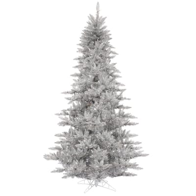 Vickerman Silver Plastic 3-foot Silver Tinsel Fir Unlit Artificial Christmas Tree