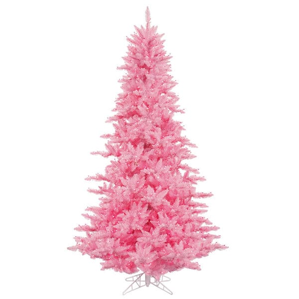 Shop Vickerman Pink Plastic 3 Foot Fir Artificial Christmas Tree With 100 Pink Led Lights Overstock 12111317