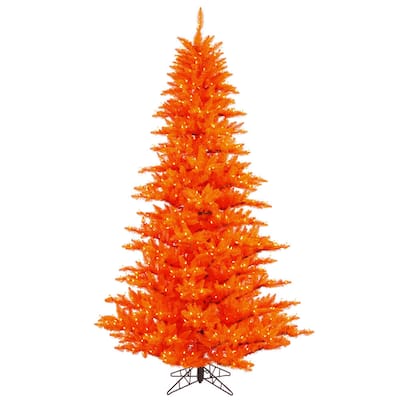 Vickerman Orange PVC 3-foot Fir Artificial Christmas Tree with 100 Orange LED Lights