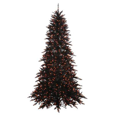Vickerman Black PVC 3-foot Fir Slim Artificial Christmas Tree with 100 Orange Lights