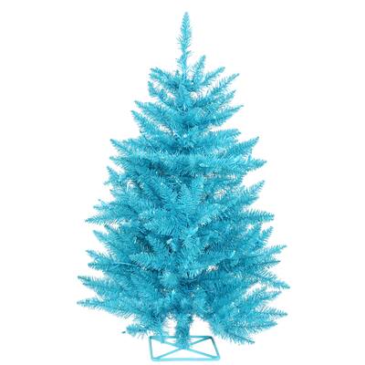 Vickerman Sky Blue Plastic 3-foot Artificial Christmas Tree with 70 Teal Lights - 3 Foot