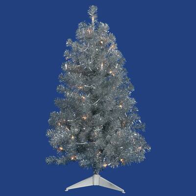 Vickerman Silver PVC 3-foot Artificial Christmas Tree with 50 Clear Lights