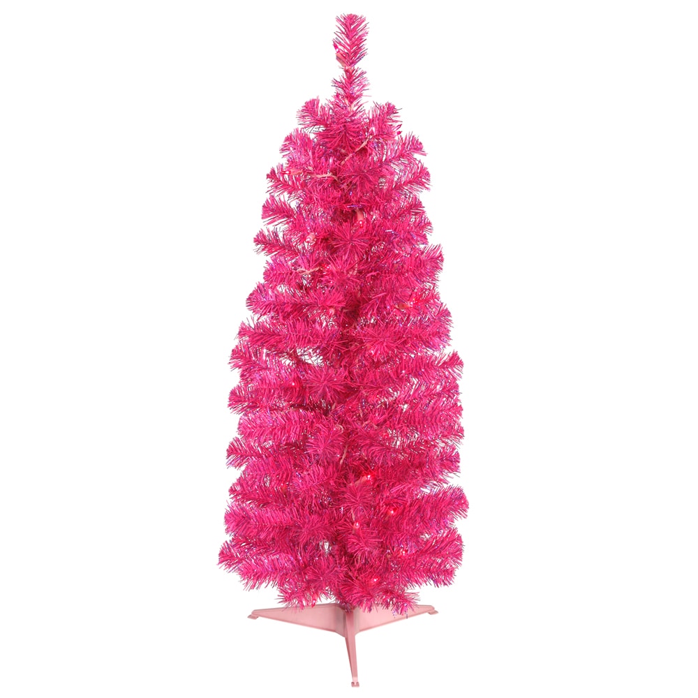 Shop Vickerman Hot Pink Pvc 3 Foot Pencil Artificial Christmas Tree With 50 Pink Led Lights Overstock 12111492