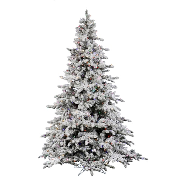 Vickerman Flocked White On Green PVC 9 Foot Utica Fir Artificial Christmas Vickerman Flocked White On Green PVC 9 Foot Utica Fir Artificial Christmas