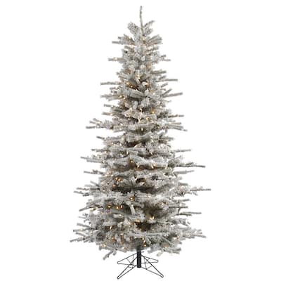 Vickerman Flocked White-on-Green 4.5-foot Sierra Fir Slim Artificial Christmas Tree with 250 Clear Lights