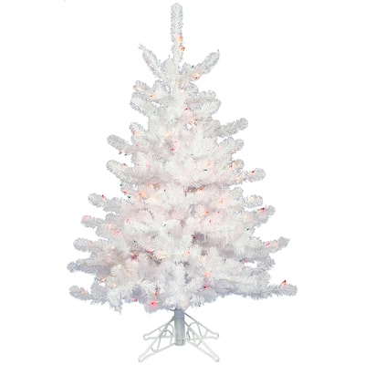 Vickerman Crystal White Plastic 3-foot Spruce Artificial Christmas Tree with 50 Multicolor LED Lights