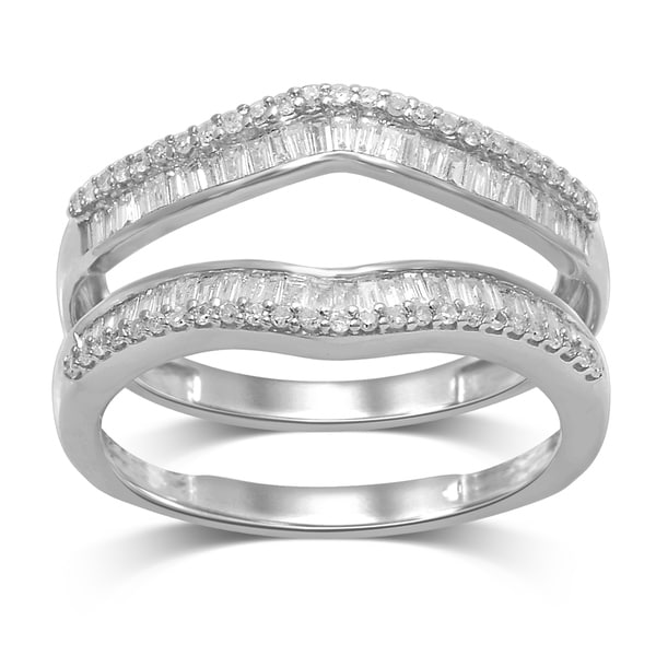 Unending Love 14k Gold 1/2ctw Round and Baguette Diamond (I-J Color, I2-I3 Clarity) Wrap Guard Rings