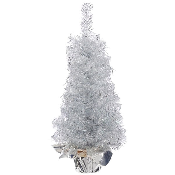 Vickerman Crystal Silver Plastic 18 Inch Unlit Artificial Vickerman Crystal Silver Plastic 18 Inch Unlit Artificial Christmas Tree